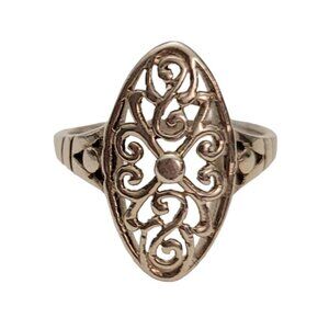 Sterling Silver 925 Oval Filigree Ring Size 7 E893
